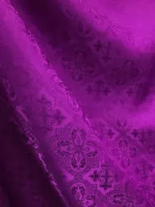 MAGENTA LITURGICAL CROSS BROCADE FABRIC (60 in.) Sold By The Yard - Picture 1 of 7