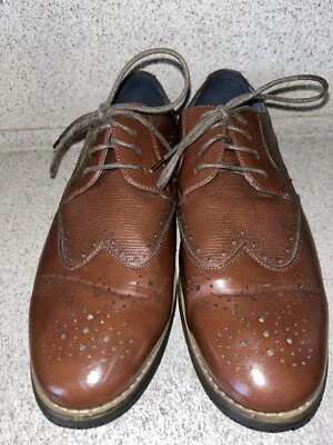 Bruno Marc Men Brown Leather Lace-up Wing-Tip Formal Dress Oxfords Shoes Sz 10.5 - Image 1 of 4