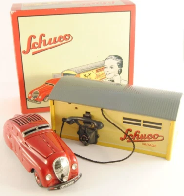 SCHUCO 01070 Garage con Kommando auto modello vintage in latta molto RARO - Immagine 1 di 4
