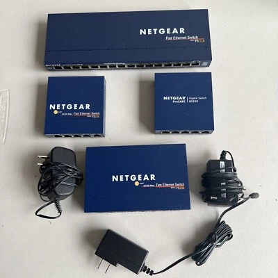 4pc Lot Netgear FS116 , FS105, FS108 GS205 Ethernet Desktop Switch - Image 1 of 4