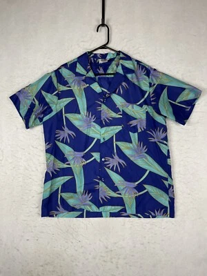 Vintage Hilo Hattie Blue Floral Hawaiian Aloha Shirt Men’s Size XL - Image 1 of 4