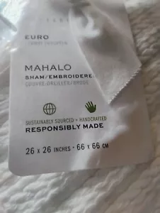 Pottery Barn EURO Mahalo Sham Classic Ivory 26 X 26 1552358 New - Picture 1 of 3