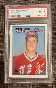 1988 Topps Traded Jim Abbott  USA BASEBALL #1T PSA 8