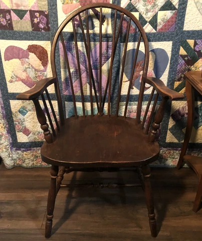Antique Sheboygan Windsor Early 1900s Chair Bow-Brace Back  #3 Of 6 Needs Repair Cover