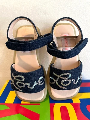NIB OshKosh B'gosh Toddler Girl's Sandals Blue Denim Sparkle  Size 7 - Image 1 of 4