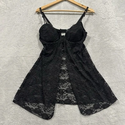 Rampage Lingerie Top Dress Women's 2X Lace Black Babydoll Vtg Baddie - Image 1 of 4