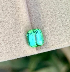 Natural Bluish Green Tourmaline Gemstone For Jewelry, Cushion Cut Stone 1.25ct - Picture 1 of 8