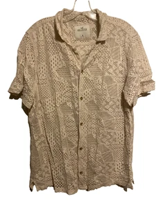 Hollister Herren Medium cremefarben Spitze Häkel offen Strick Knopfleiste Pullover neu ohne Etikett - Bild 1 von 6