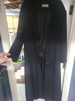 Casaco longo Calvin Klein tamanho 10 Saks Fifth Ave etiqueta união casaco de lã feito nos EUA - Imagem 1 de 4