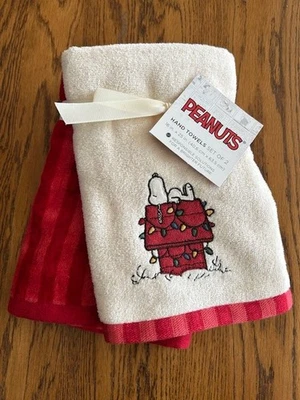 Juego de 2 toallas de mano Peanuts Snoopy & Charlie Christmas St. Nicholas Square NUEVO Foto 1 de 4