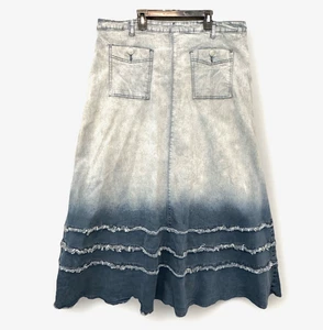 Style J Jeansrock Maxi Gr. 16 ombre rohe Kante Boho Western Freizeit A-Linie - Bild 1 von 11
