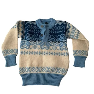 Dale Of Norway Child Kids Size 6 Sweater Clasp Blue Beige Pullover Vintage - Picture 1 of 7