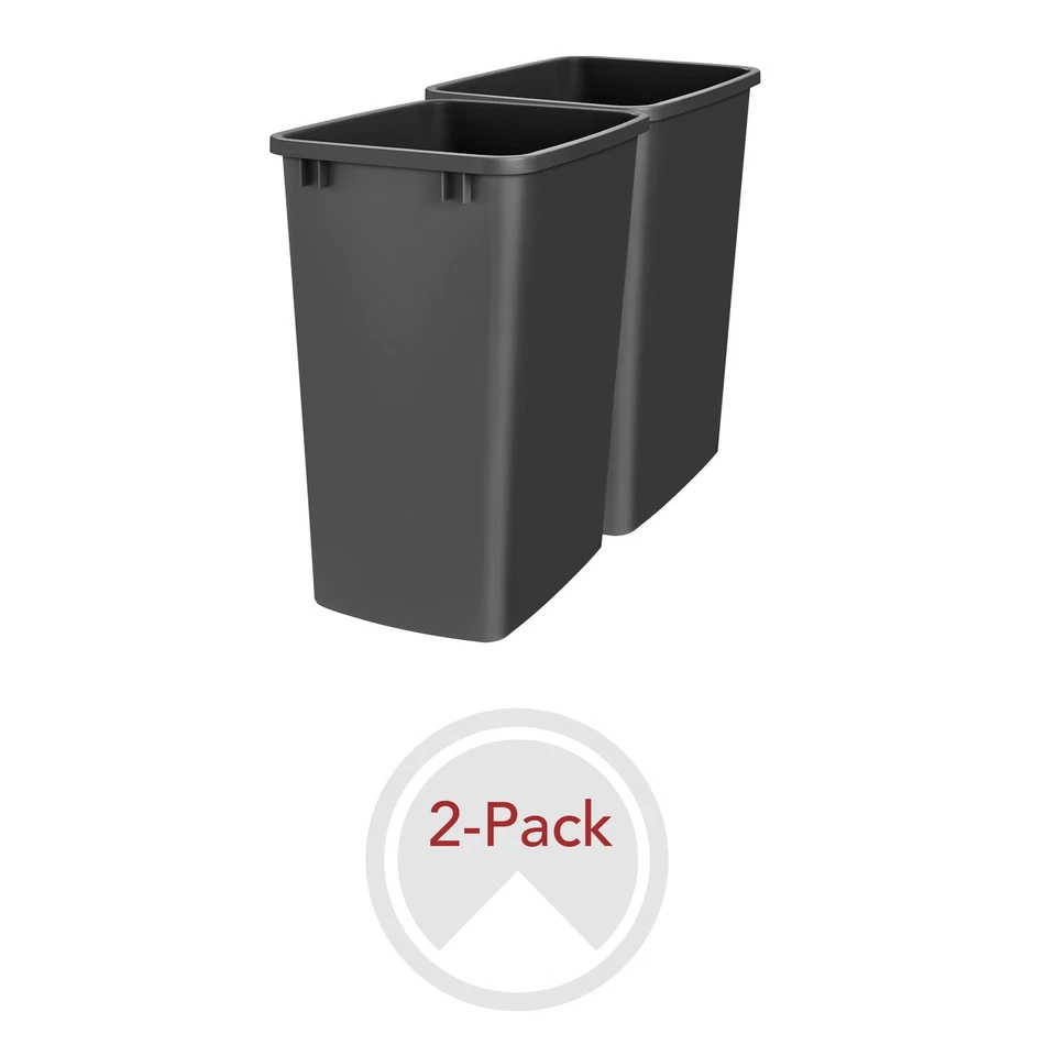 Rev-A-Shelf Polymer Replacement 35 qt. Trash Bin Black 2 Pack RV-35-18-2
