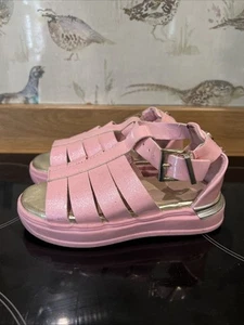 River Island Infant Size 8 Pink Glitter Flat Sandals Summer - Picture 1 of 8