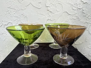 MICHAEL WEEMS Set Bicchieri Martini/Margarita Tropicali Incisi Verde/Ambra (di 4) - Foto 1 di 3