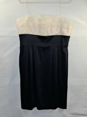 Vestido Jones New York para mujer con tiras de espagueti corpiño de seda negro crema talla 16 Foto 1 de 4