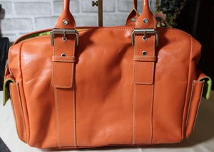 HYPE Genuine Leather Shoulder Bag Satchel Handbag Orange - Picture 1 of 14