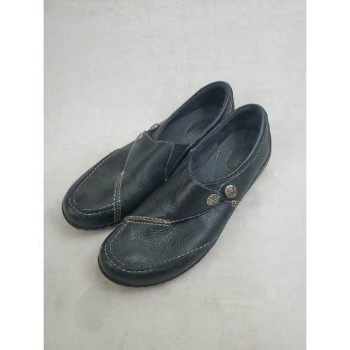 Mocassini Clarks scarpe slip on donna taglia 8 5 N neri pelle bottoni accento
