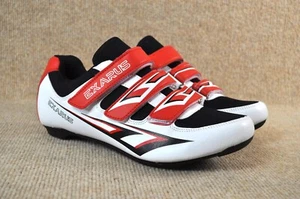 Zapatos de ciclismo Exarus para hombre talla 9-EUR42 blancos/negros/rojos con cierre de 3 correas - Imagen 1 de 8