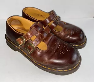 Dr Martens Mary Jane Shoes VTG Made in England MIE 8065 Brown Leather UK 7 US 9 - Picture 1 of 12