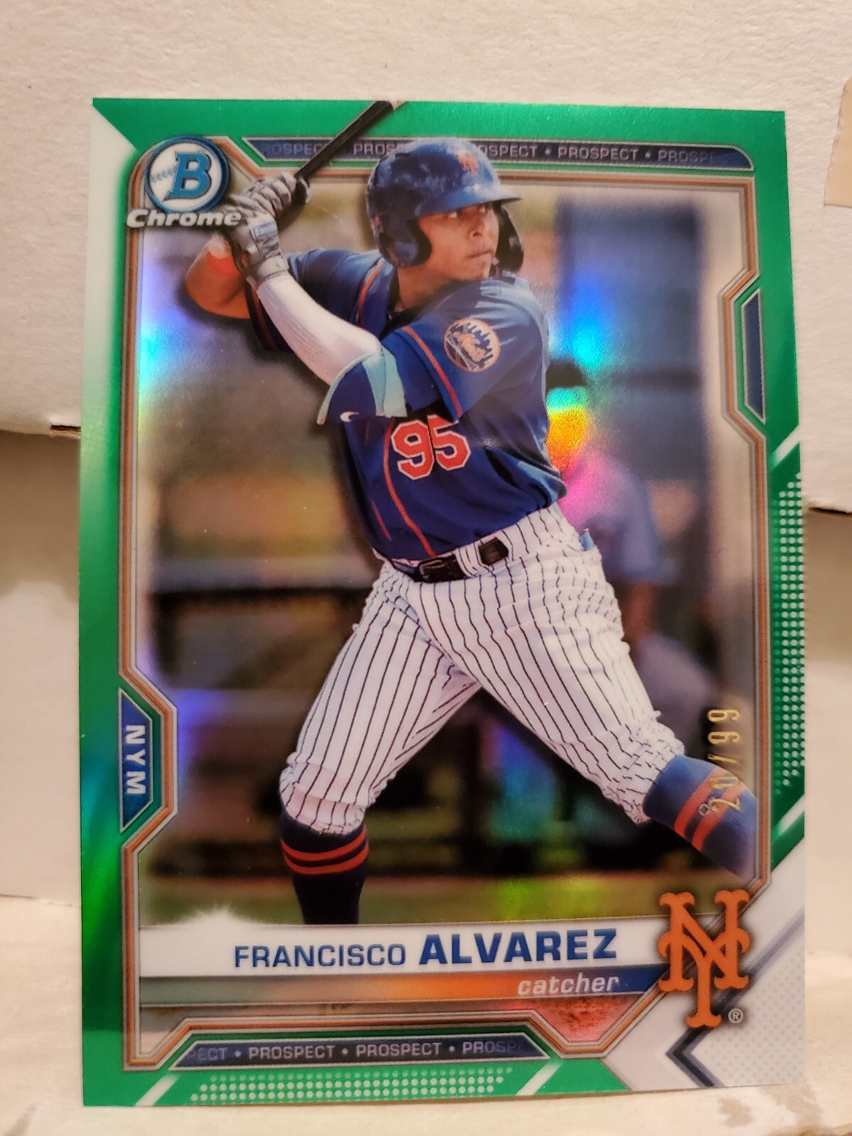 Francisco Alvarez 2021 Bowman Chrome #BCP-209 Green Refractor /99 Prospect RC