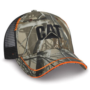 Caterpillar CAT Equipment Realtree Hardwoods Camo/Orange Accent Mesh Cap/Hat 