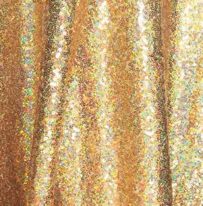 Lentejuelas de tela de lentejuelas brillantes de 3 mm 1 W elásticas 51" de ancho ORO IRIDISCENTE - Imagen 1 de 6