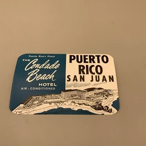 Vintage Travel Sticker The Condado Beach Hotel Puerto Rico  - Picture 1 of 3