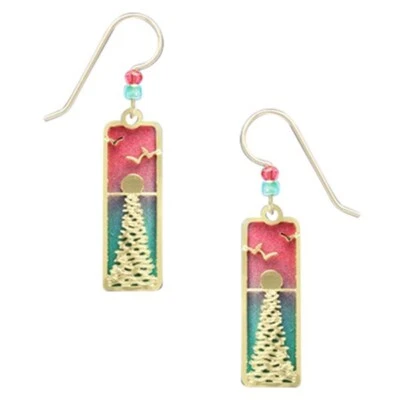 Adajio Ocean Sunset with Etched Brass Overlay Pierced Earrings Made in Colorado - Image 1 of 4
