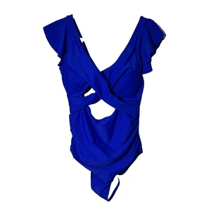 B2prity Women's Swimsuit Ruffle Cutout Slimming Tummy Control V Neck Wrap, Large - Picture 1 of 4
