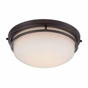 World Imports 13.25 in. Oil Rubbed Bronze LED Flushmount with Frosted Glass - Picture 1 of 3
