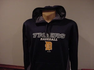 GORGEOUS Detroit Tigers Men's Sz Lg Blue Majestic Dri Fit Hoodie, NEW&NICE!! - Picture 1 of 1