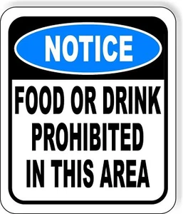 HINWEIS Essen oder Trinken in diesem Bereich verboten Aluminiumverbund Sicherheitsschild - Bild 1 von 5