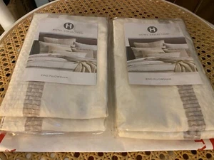 NEW Hotel Collection HONEYCOMB STRIPE 2 KING PILLOWSHAMs Pillow Sham $170 - Picture 1 of 6
