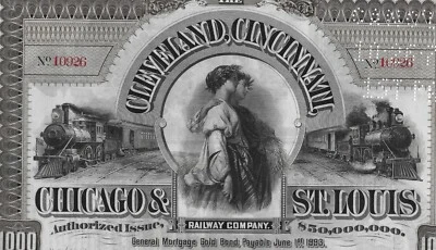 *ANNO 1893 LE FERROVIE DEL WEST * BOND DA 1000 $ IN MONETE D'ORO  ** AUTENTICO - Immagine 1 di 4