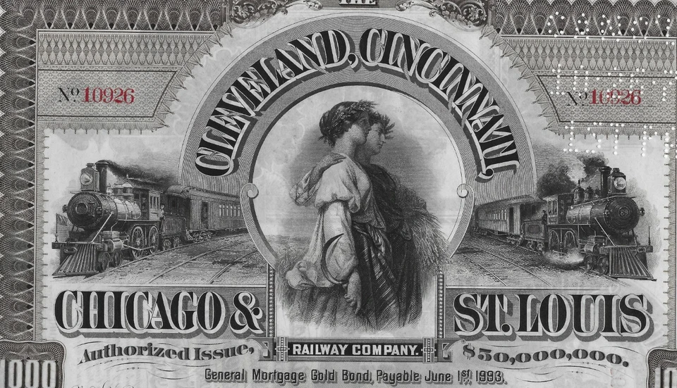 *ANNO 1893 LE FERROVIE DEL WEST * BOND DA 1000 $ IN MONETE D'ORO  ** AUTENTICO - Immagine 1 di 4