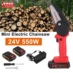 Mini Chainsaw Cordless Portable 24V Small Handheld Electric Chain Saw 2×Battery - Picture 1 of 16