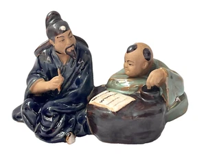 Vtg Chinese Shiwan Mudman Scholar Writing Calligraphy Boy Preparing Ink Figurine - Picture 1 of 11