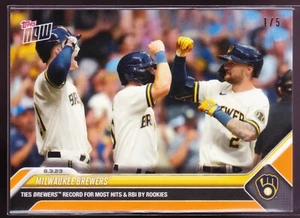 Milwaukee Brewers 2023 Topps Now 648 ROOKIE Frelick Turang Joey Wiemer ORANGE /5 - Picture 1 of 2