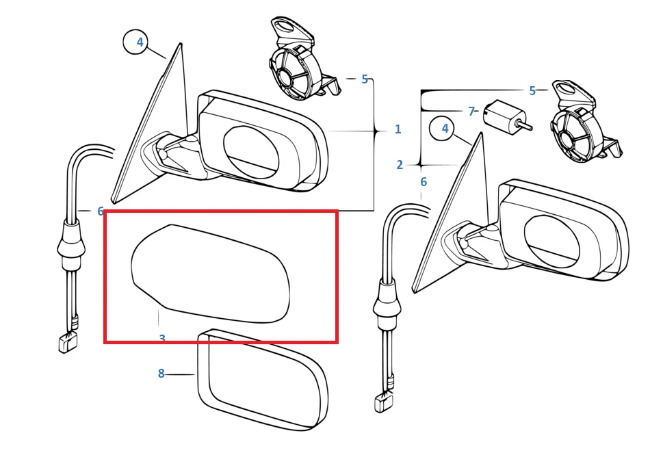 涂漆或底漆宝马右侧镜罩 E46 3 系列 / E39 5 系列  — 第 1/1 张图片