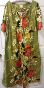 Maxi Vestido De Colección Sears Años 60 70' Original Moda Hawaiana Mod Floral Tela Corteza - Imagen 1 de 5