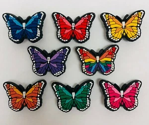 8pc Butterfly Shoe Charms Colorful Monarch Design Cute For Shoes Wristband - Picture 1 of 1