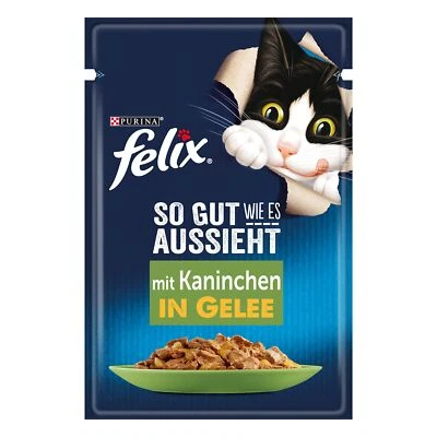 So gut wie es aussieht Katzenfutter nass in Gelee mit Kaninchen 26er Pack 26 ... - Bild 1 von 4