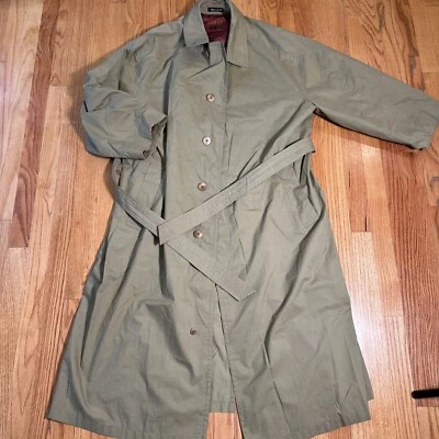 Abrigo de lluvia largo verde vintage Sanyo Carol Cohen EE. UU. 42R Foto 1 de 4