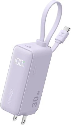 Anker 3 em 1 Power Bank USB C bloco carregador 5000mAh 30W Max cabo USB-C integrado - Imagem 1 de 4