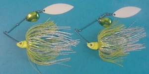 Lot of 2 Pro Assassinator 1/4 oz Spinnerbait CWCW-PCW Pro Chartreuse & White - Picture 1 of 5