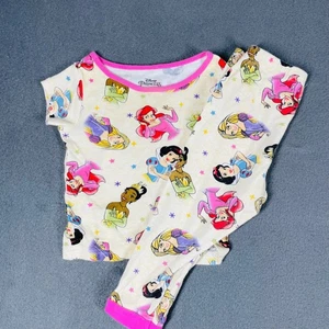 Disney Princess Pajama Set Size 2T Girls 2pc Snug Fit Cotton Ariel Tiana Snow - Picture 1 of 8