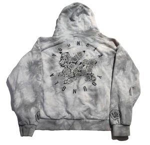 Young LA Hoodie Womens Size Large L Tie Dye Pullover Gray Graphic Roses - Picture 1 of 10