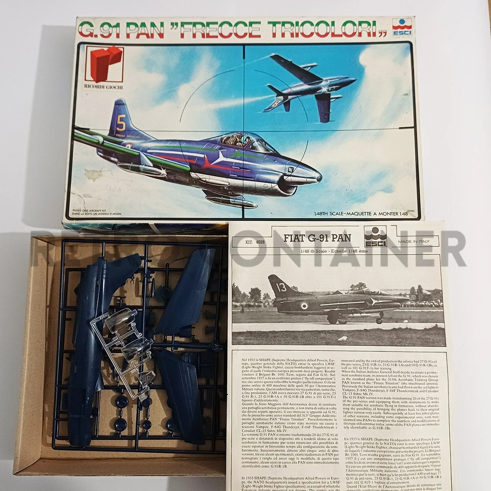 Vintage Model Kit - ESCI 1/48 Fiat G.91 PAN Frecce Tricolori Airplane NEW - Immagine 1 di 1