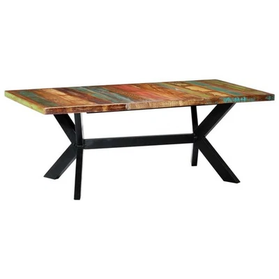 Dining Table Multicolor Reclaimed Wood 78.7 in Industrial - Image 1 of 4